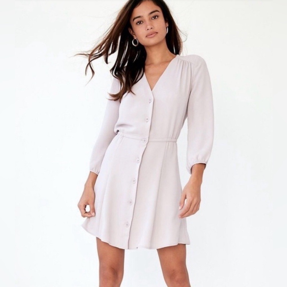 Babaton Button-Front V-Neck Mini Dress | XXS | Camille Light Pink